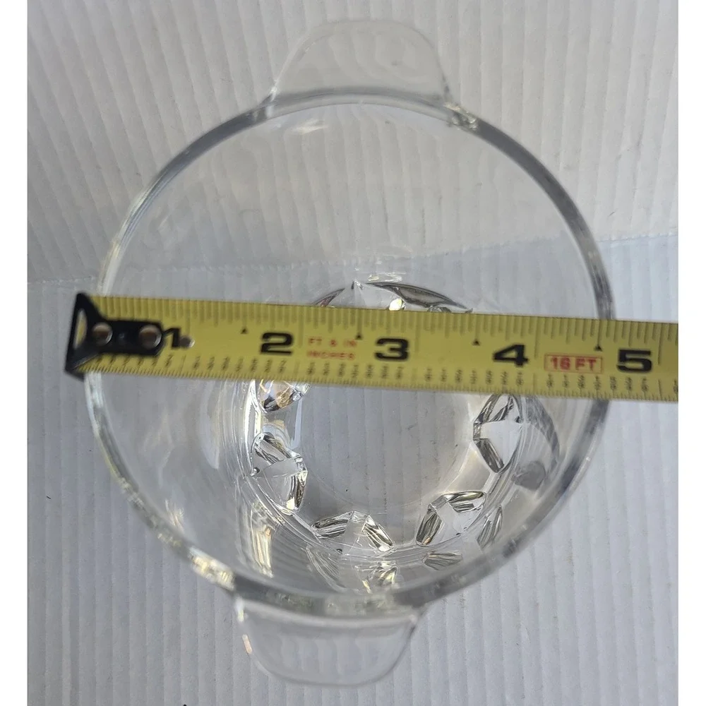 Vintage Made in Italy 1960's Clear Glass Ice Bucket Faceted Base Tab Handles